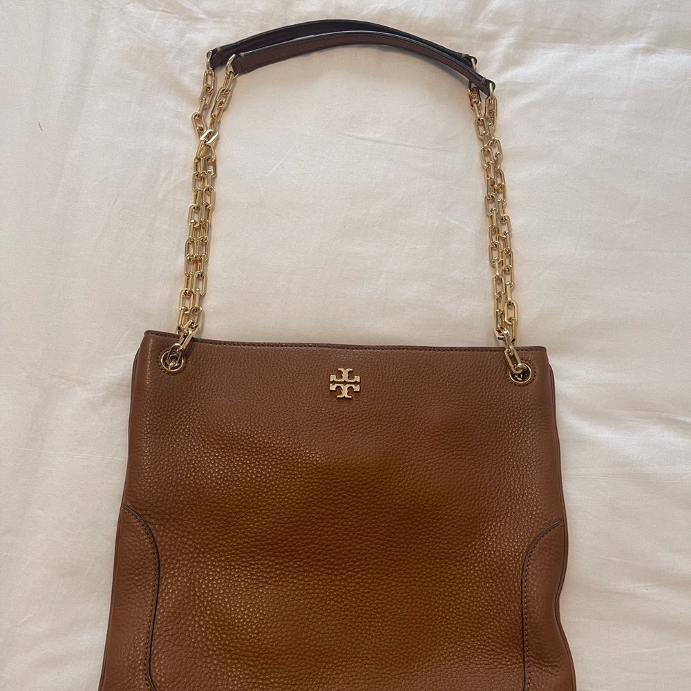 Tory Burch brown shoulder bag with gold chain strap